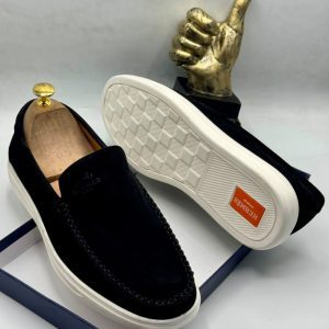 Hermes Paris Embossed Suede Loafers