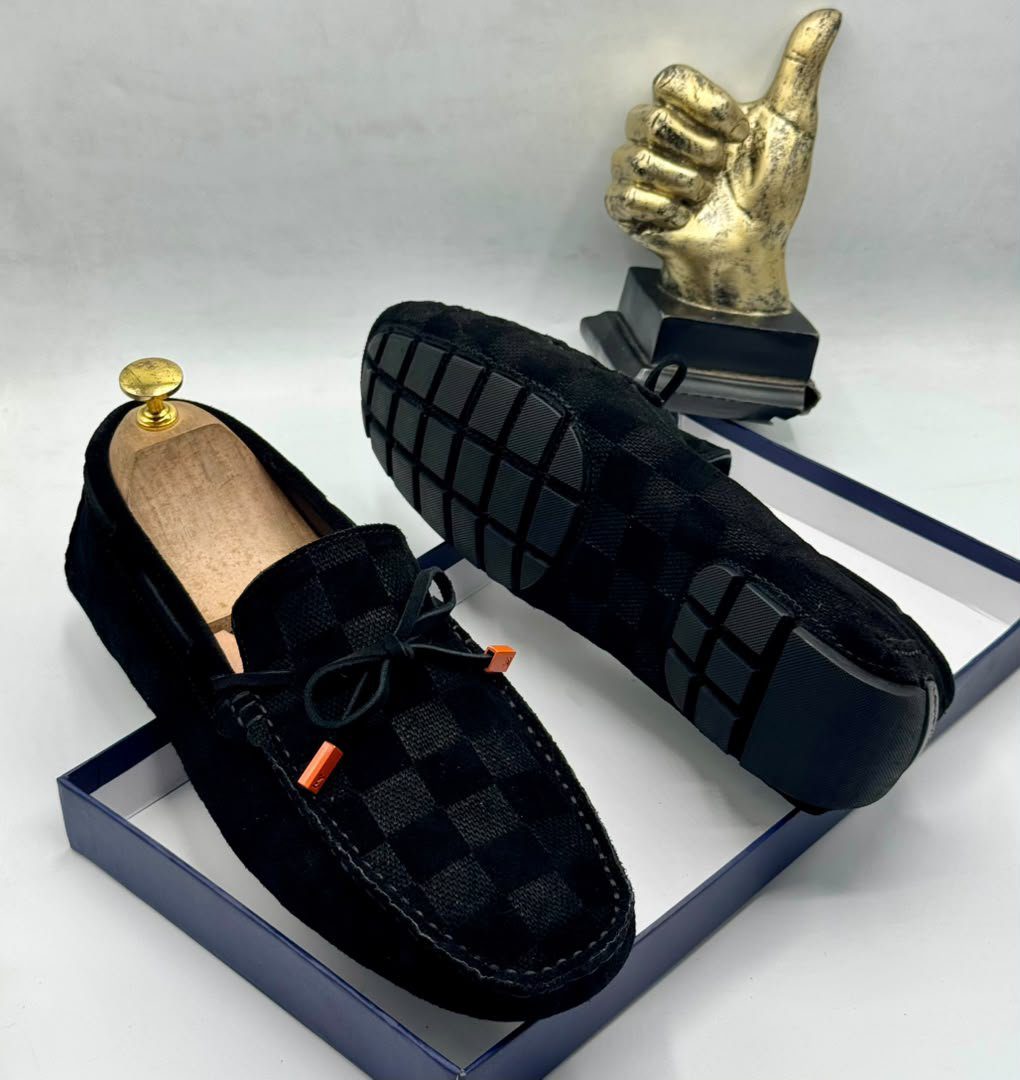 Louis Vuitton Damier Suede Bow Driving Shoe Moccasin