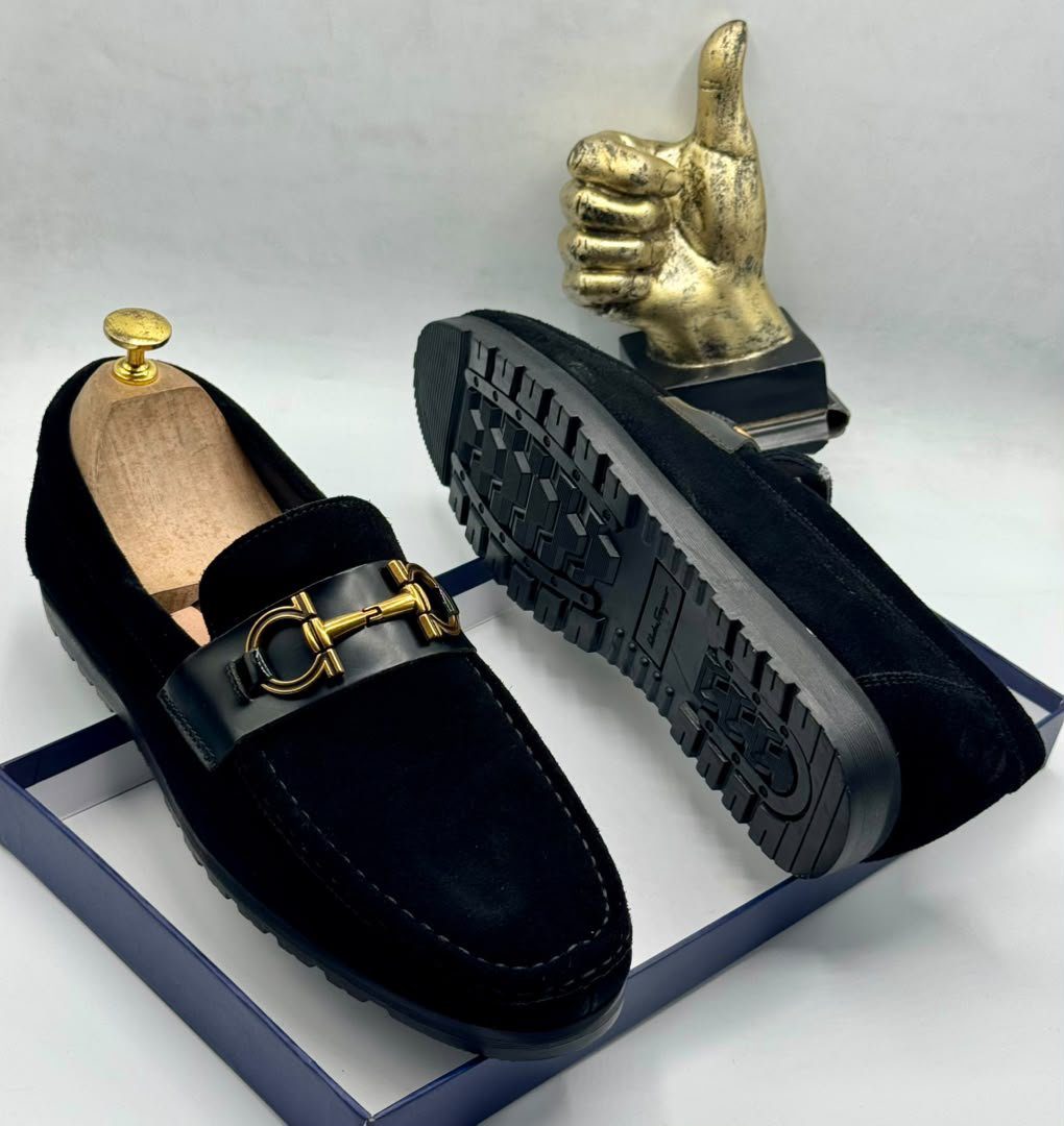Salvatore Ferragamo Gancini Suede Bit Driving Shoes Moccasin