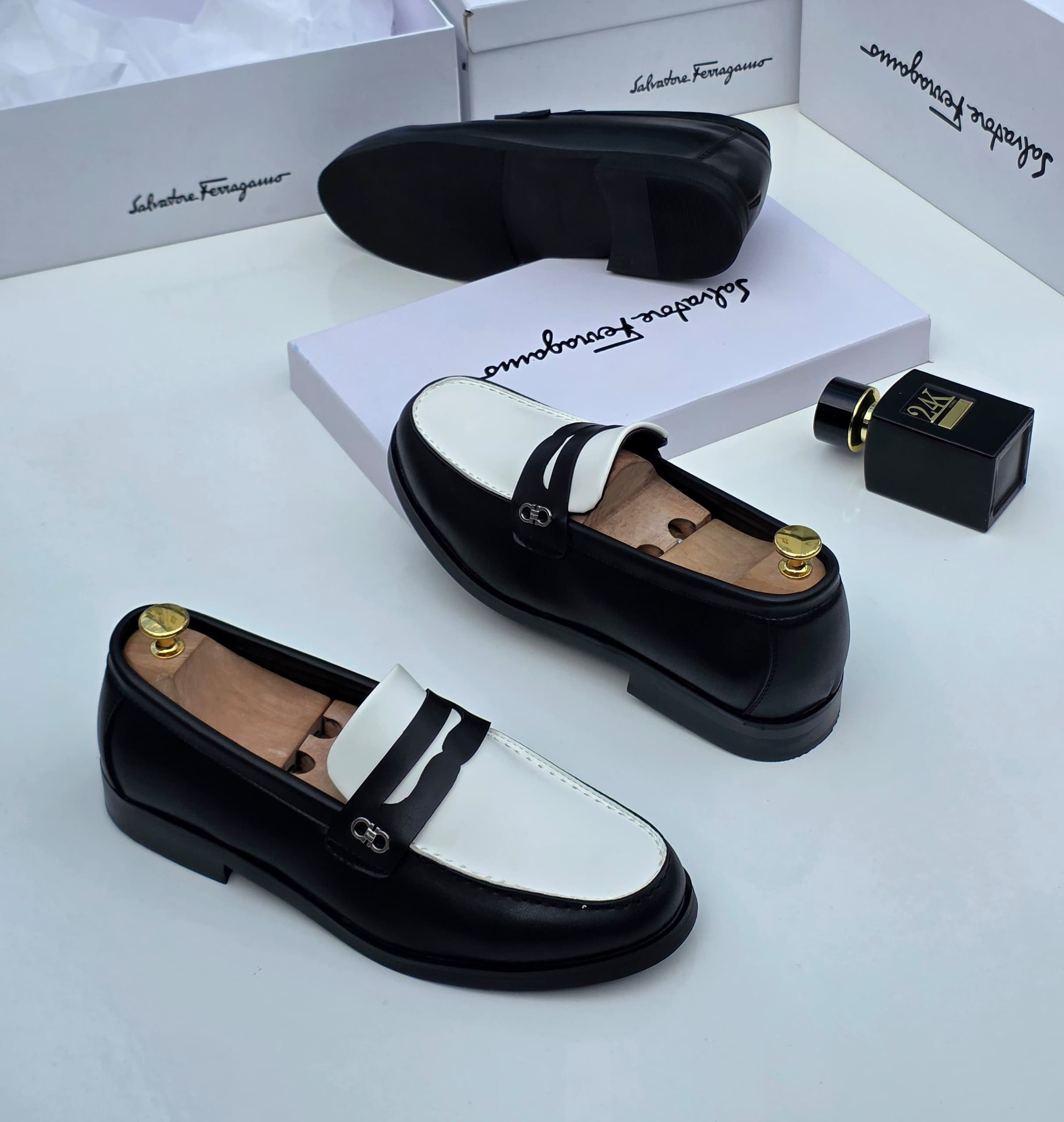 Salvatore Ferragamo Two-Tone Gancini Penny Loafers