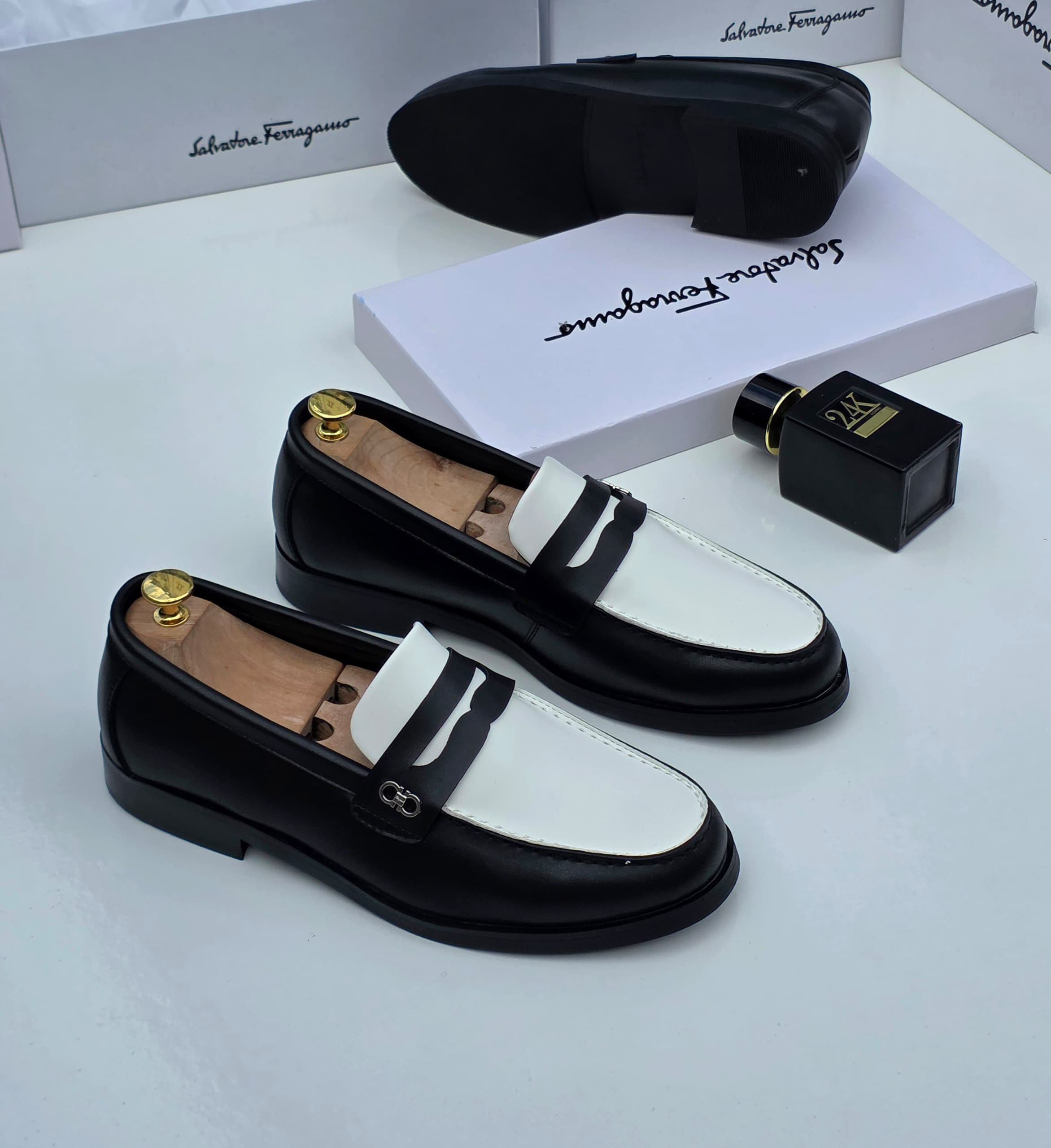 Salvatore Ferragamo Two-Tone Gancini Penny Loafers - Image 3