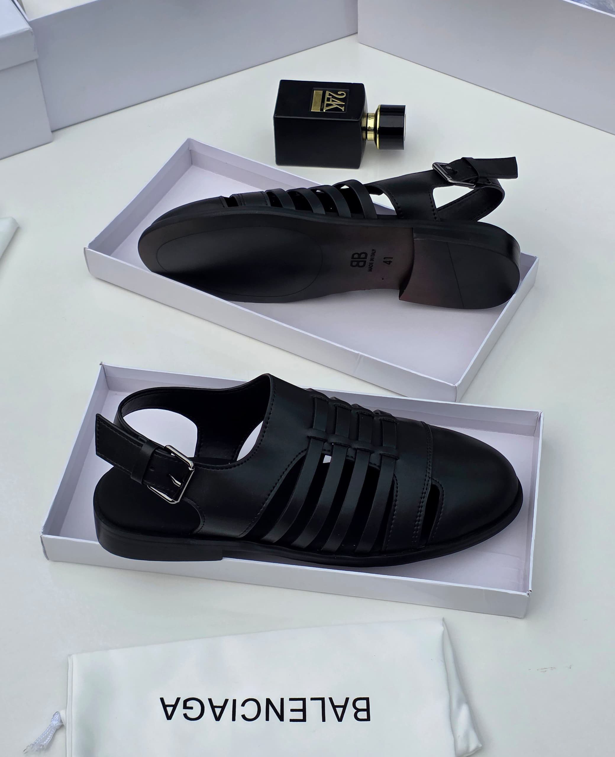 Balenciaga Woven Leather Sandals - Image 2