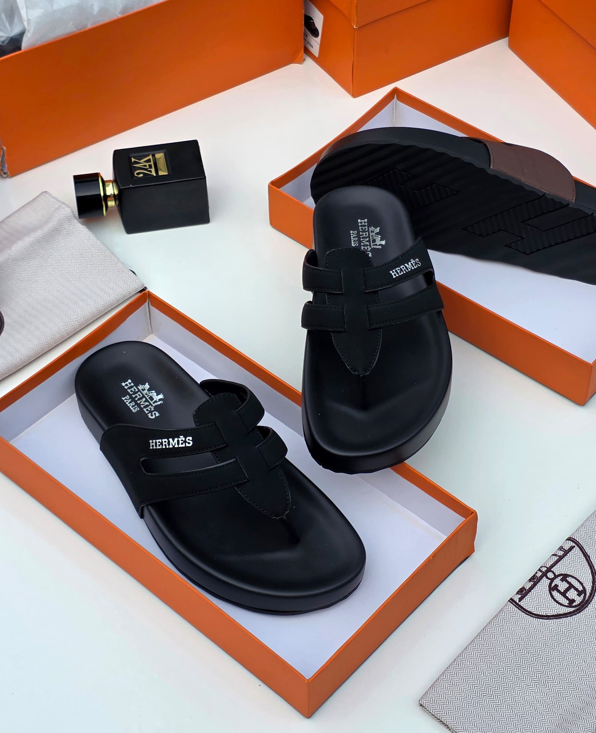 Hermes Cut-Out Leather Thong Slippers