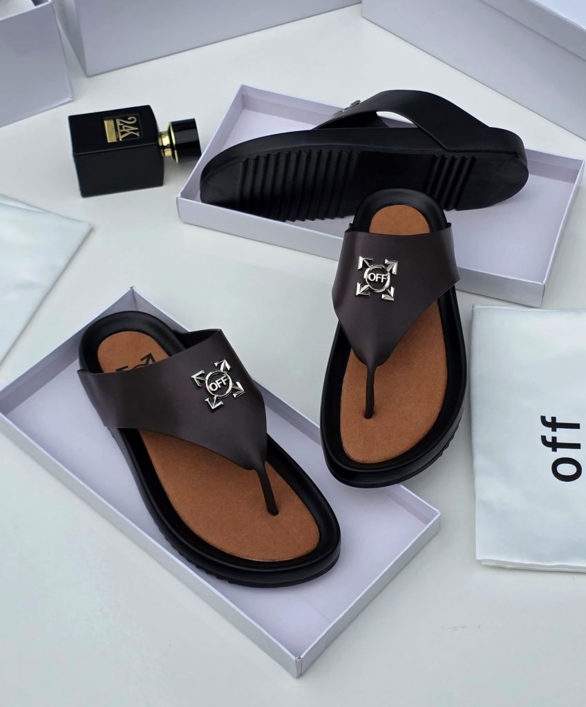 Off-White Arrow Logo Leather Thong Pam