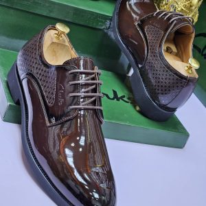 Clarks Patent Leather & Textured Panel Derby Shoes