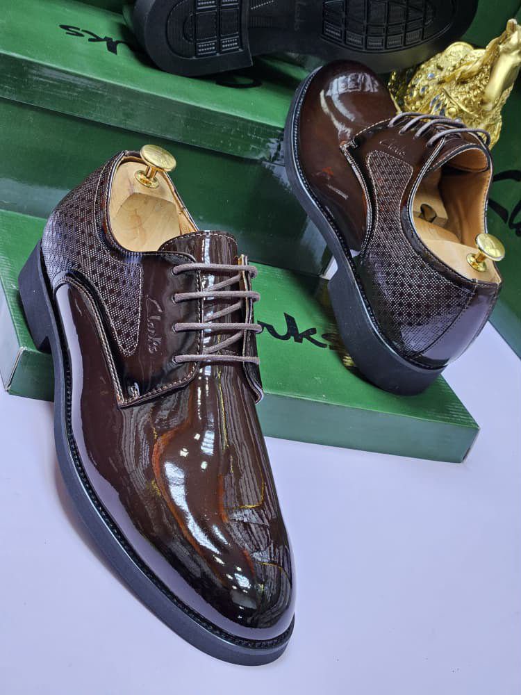 Clarks Patent Leather & Textured Panel Derby Shoes