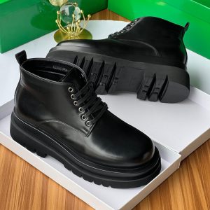 Bottega Veneta Chunky Leather Lace-Up Ankle Boots