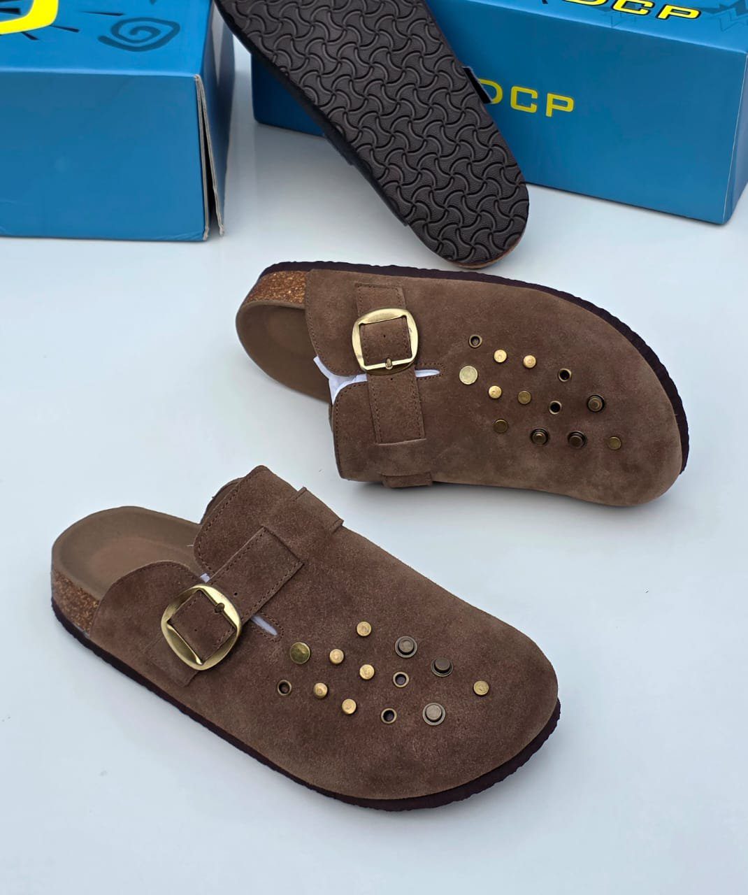 FDCP Studded Suede Mules - Image 2