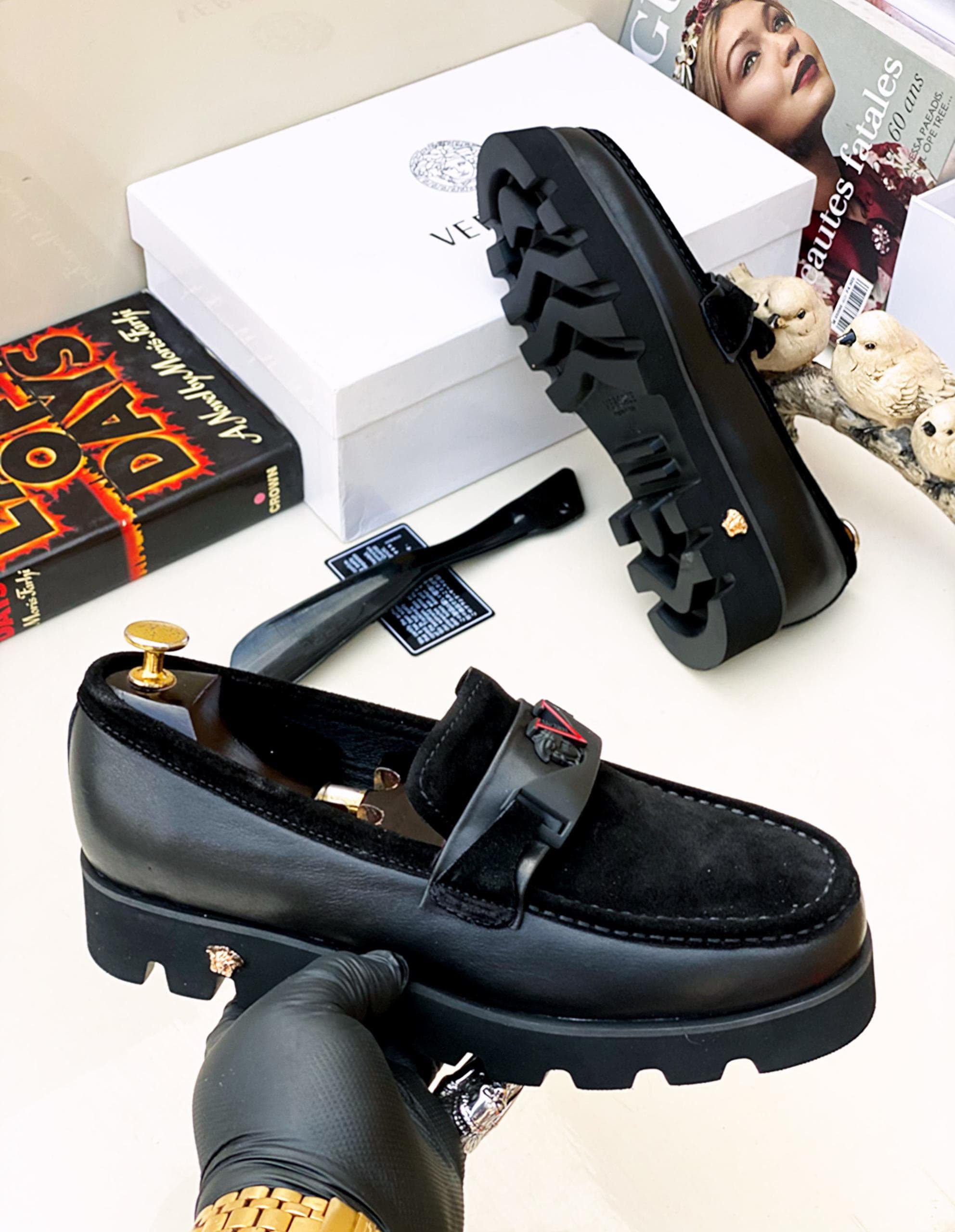 Suede & Leather Lug-Sole Loafers - Image 2