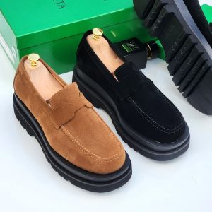 Bottega Veneta Suede Lug-Sole Penny Loafers