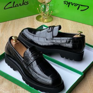 Clarks Croc-Embossed Leather Penny Loafers