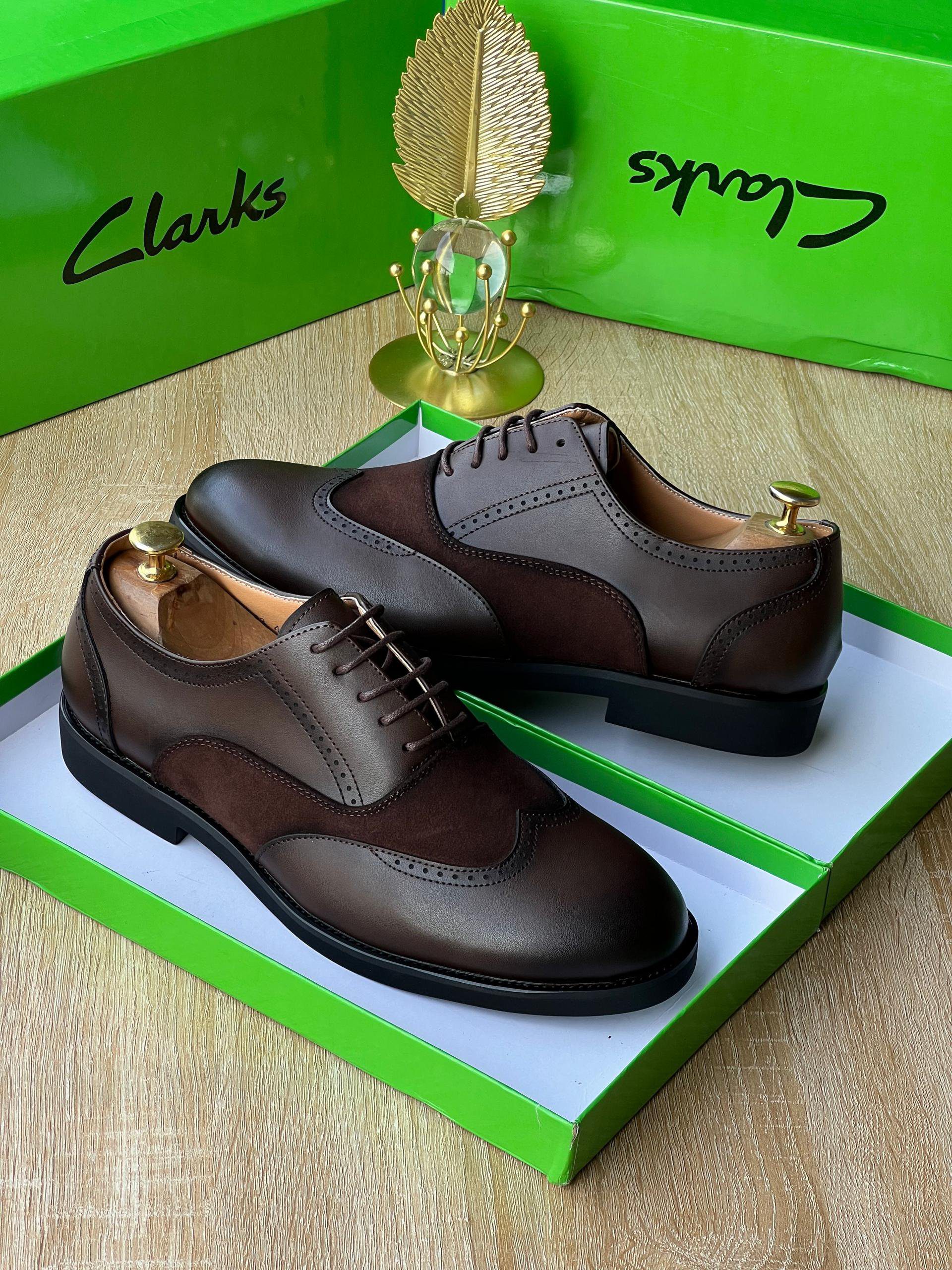 Clarks Two-Tone Suede & Leather Wingtip Brogues / Derby - Image 2