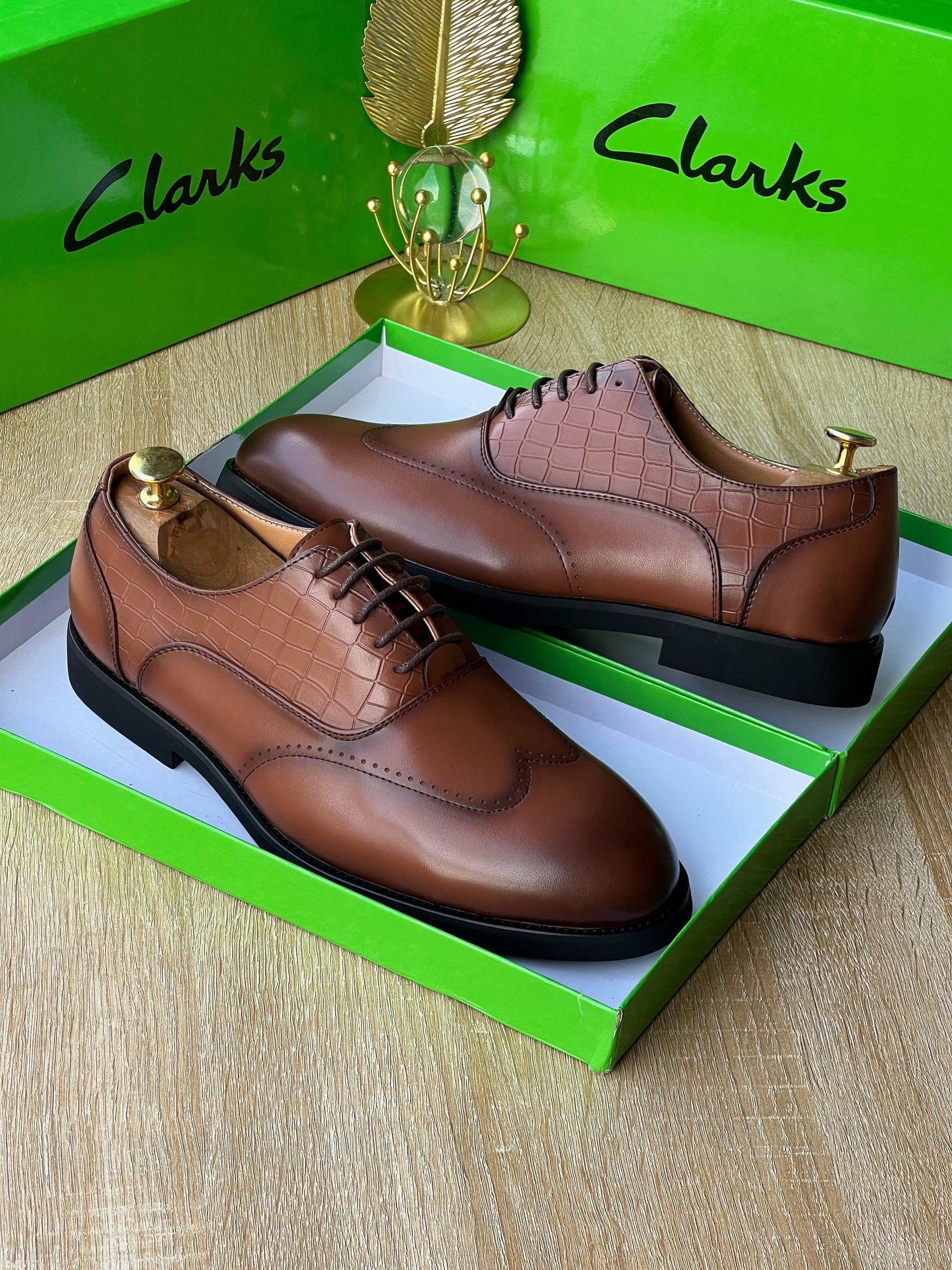 Clarks Crocodile-Embossed Leather Wingtip Brogues