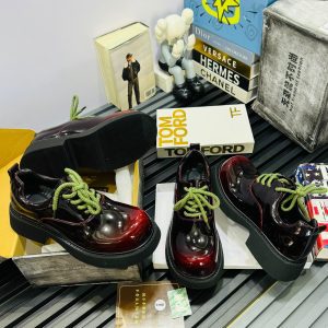 Chunky Platform Patent / Glossy Leather Contrast Lace Derby shoe