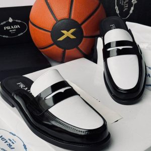 Two-Tone Glossy / Patent Leather Penny Mule Loafers