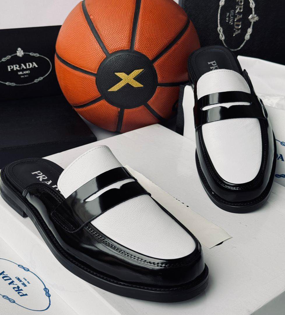 Two-Tone Glossy / Patent Leather Penny Mule Loafers