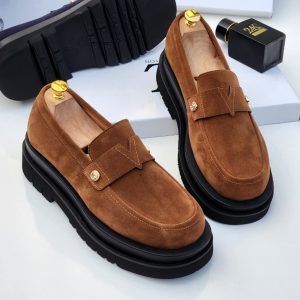 Louis Vuitton Lug-Sole Suede Loafers