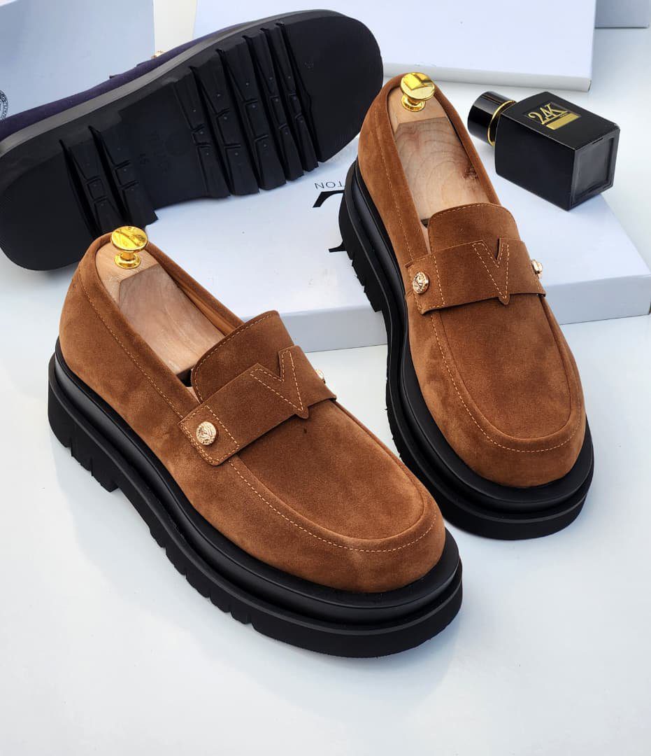 Louis Vuitton Lug-Sole Suede Loafers