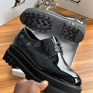 Louis Vuitton Patent Leather Monogram Lug-Sole Derby Shoes