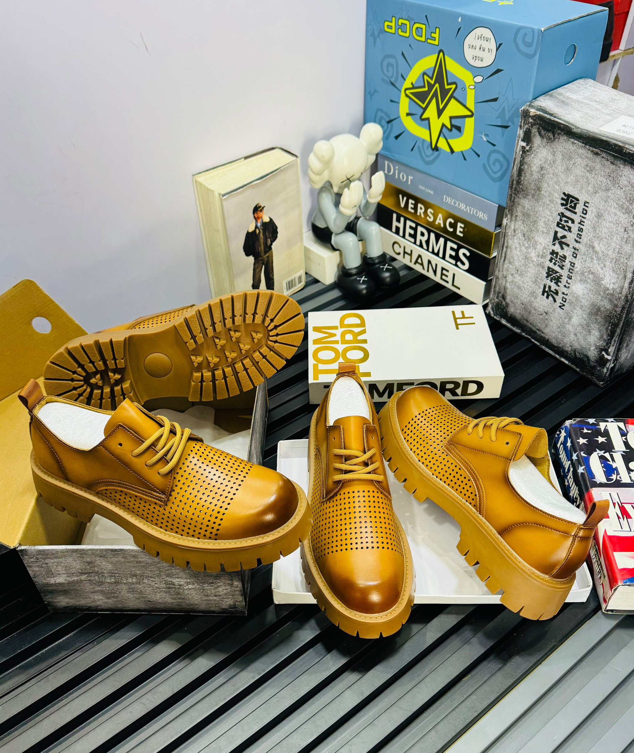 FDCP Perforated Lug-Sole Derby Shoes - Image 2