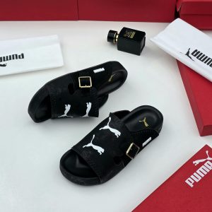 Puma Suede & Leather Buckle Pam Slippers