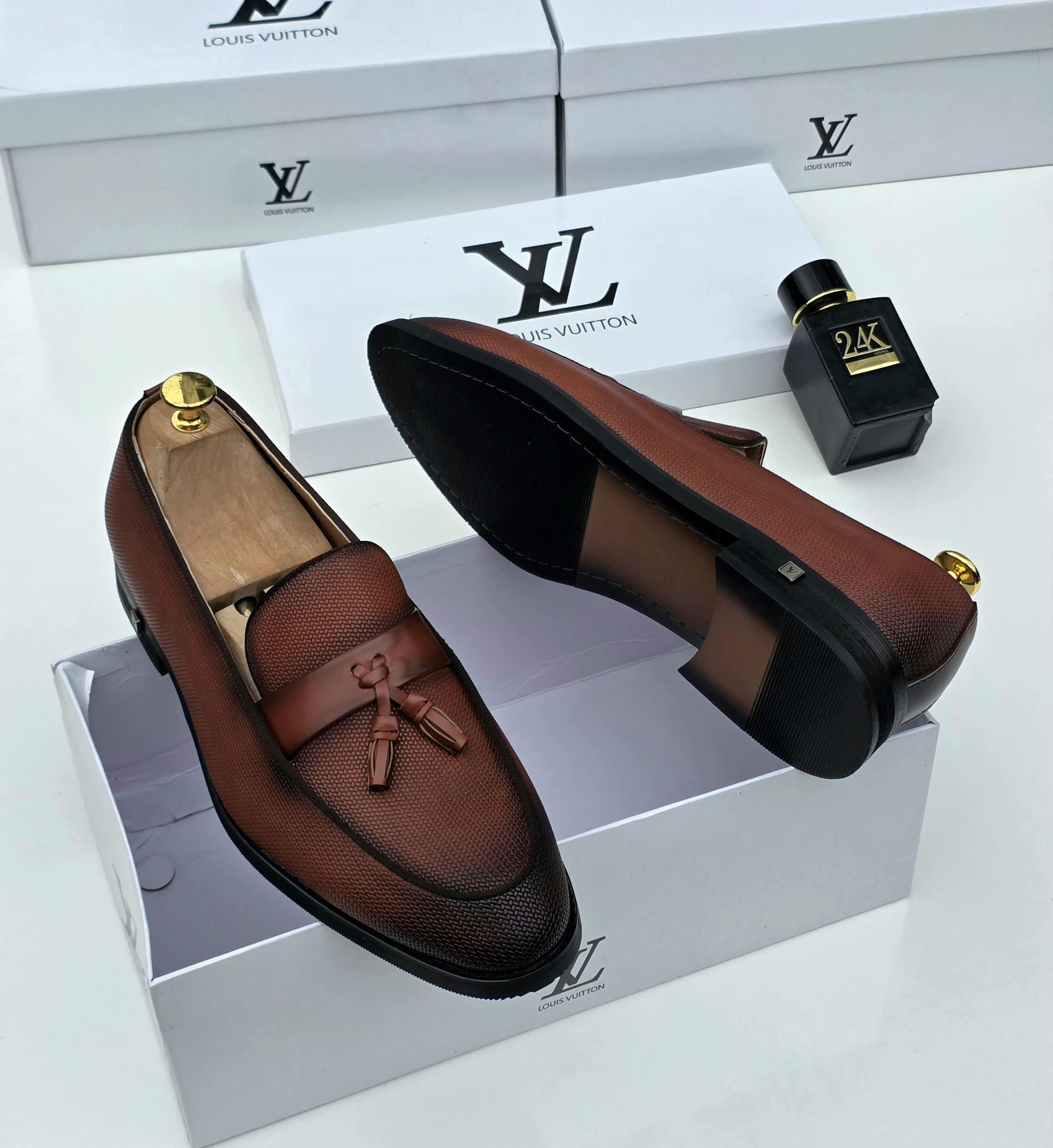 Louis Vuitton Micro-Textured Two-Tone Tassel Loafers