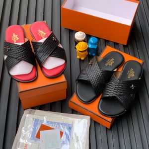 Hermes Cross-Strap Leather Pams