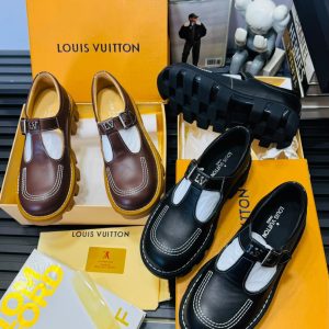 Louis Vuitton T-Bar Lug-Sole Leather Sandals