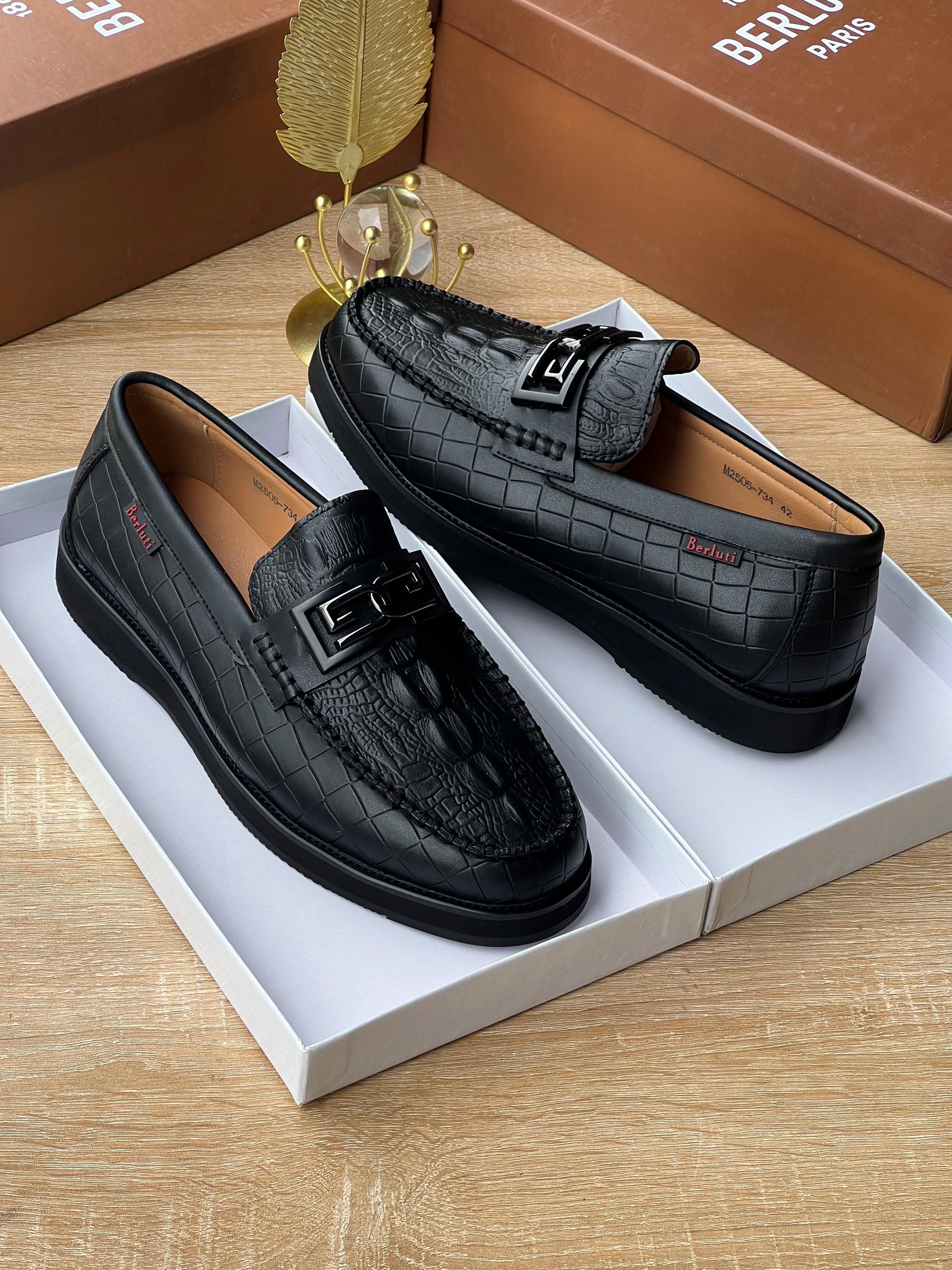 Berluti Textured Leather Penny Loafers