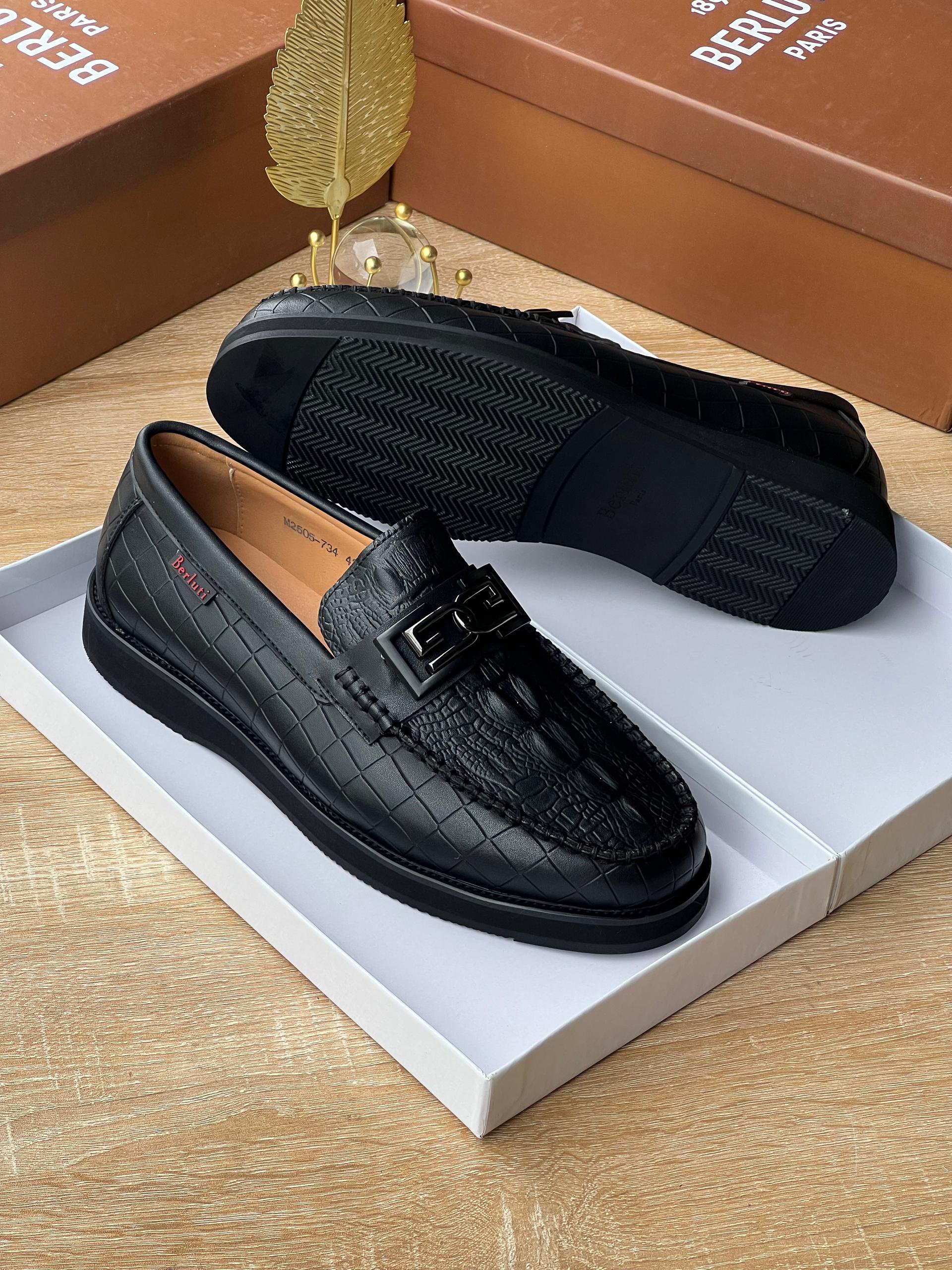Berluti Textured Leather Penny Loafers - Image 2