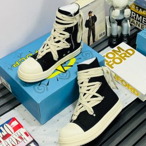 Rick Owens High-Top Hexagram Canvas Sneakers | Boots