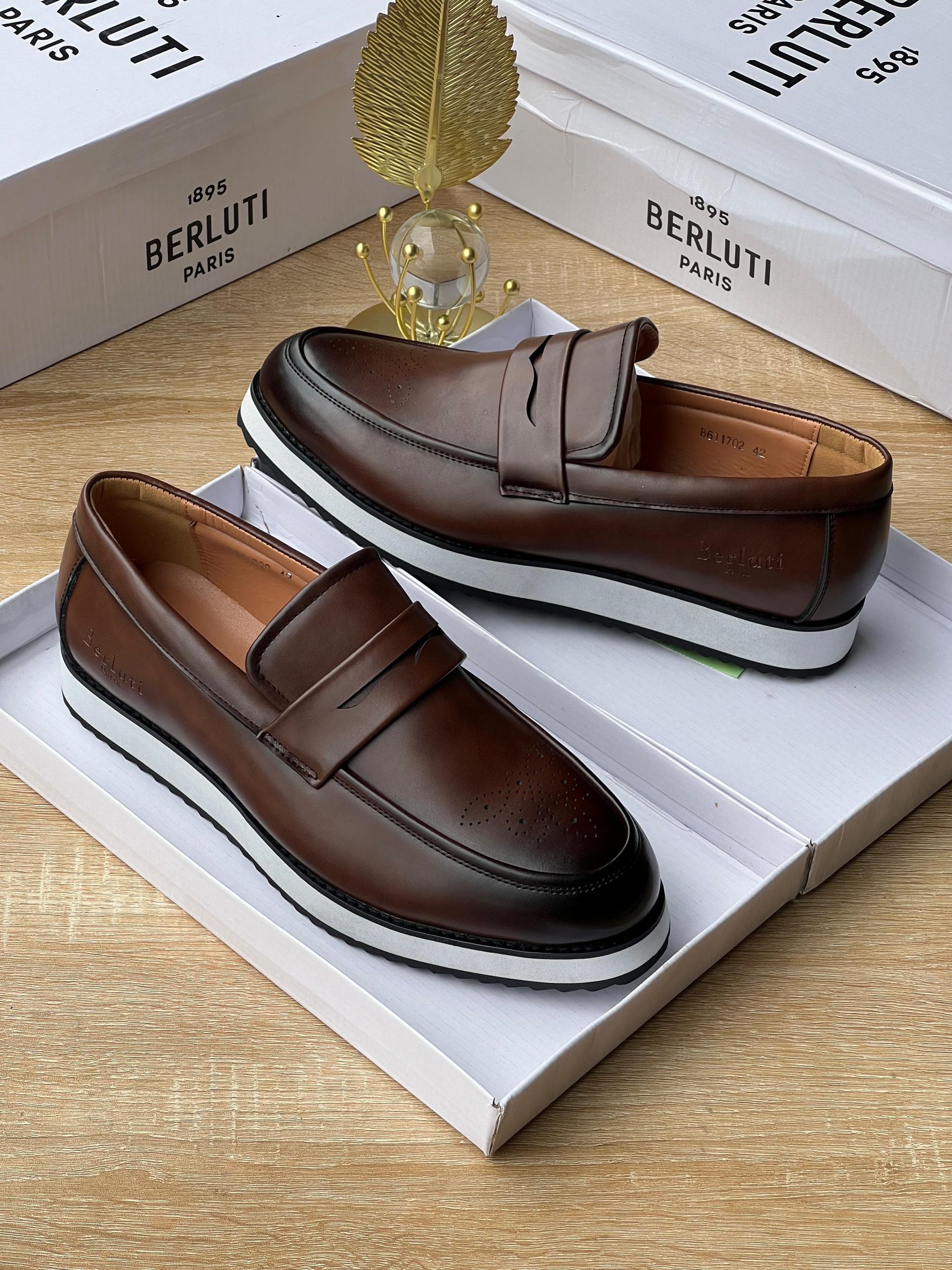 Pebbled Leather Lug-Sole Loafers - Image 2